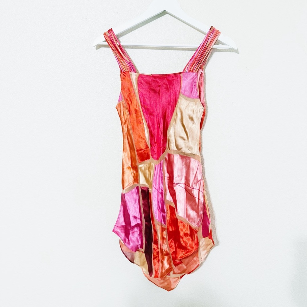 Cult Gaia Shalia Scoop-Neck Burnout Patchwork Top in Pinks Lollipop Multi small - Picture 7 of 14